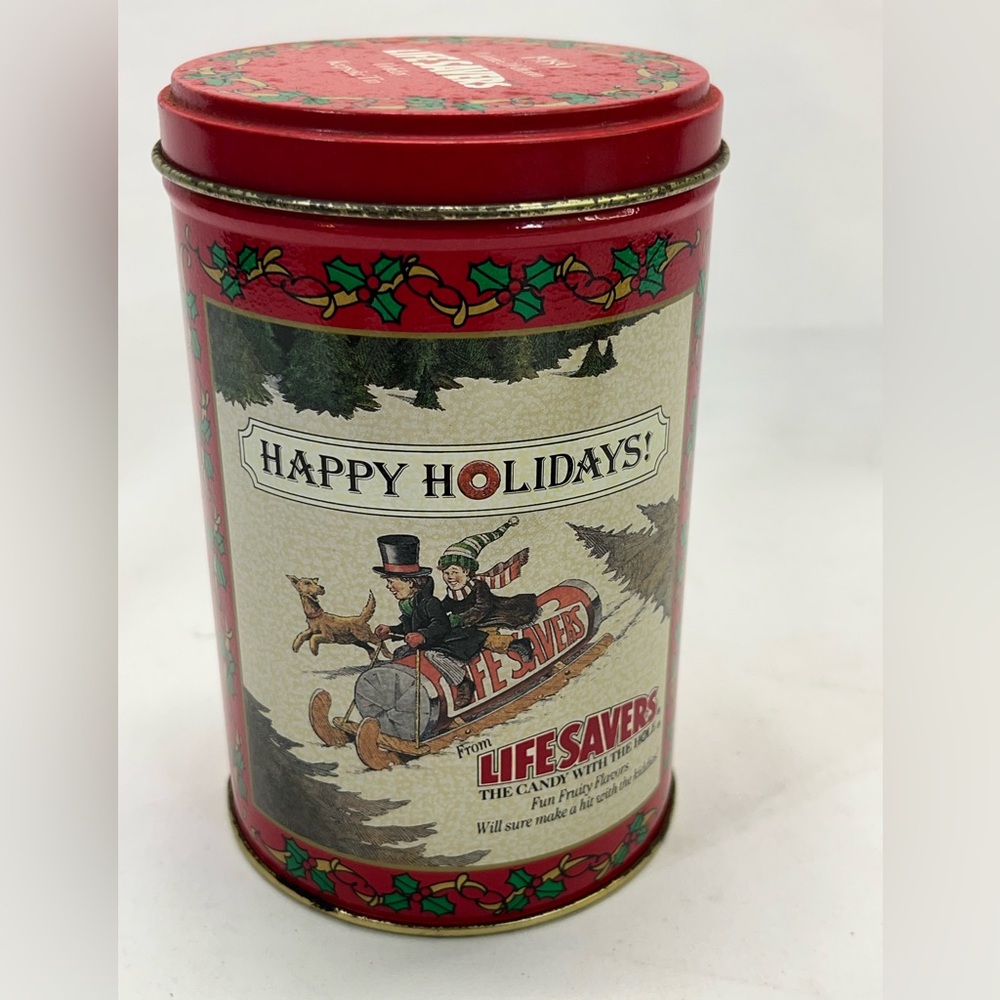 VTG Happy Holidays 1989 Limited Edition LIFE SAVERS Christmas Tin RED PREOWNED